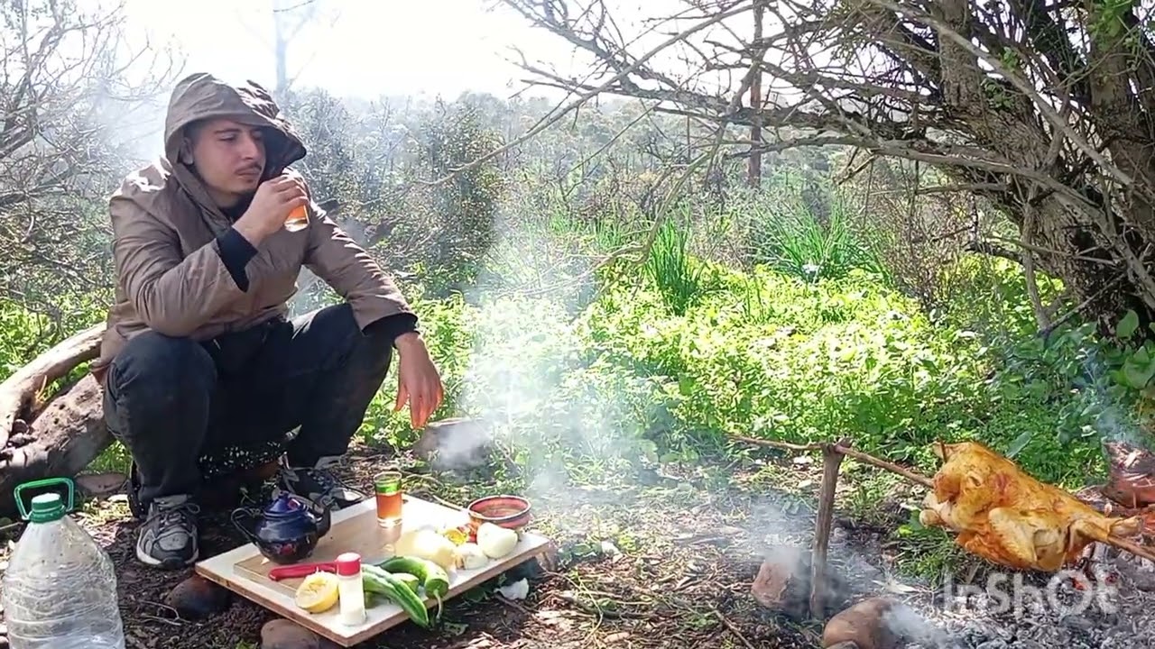 لم أتوقع هذه النتيجة!تحدي الطبخ دجاجة 🍗 على النار 🔥 في الغابة 