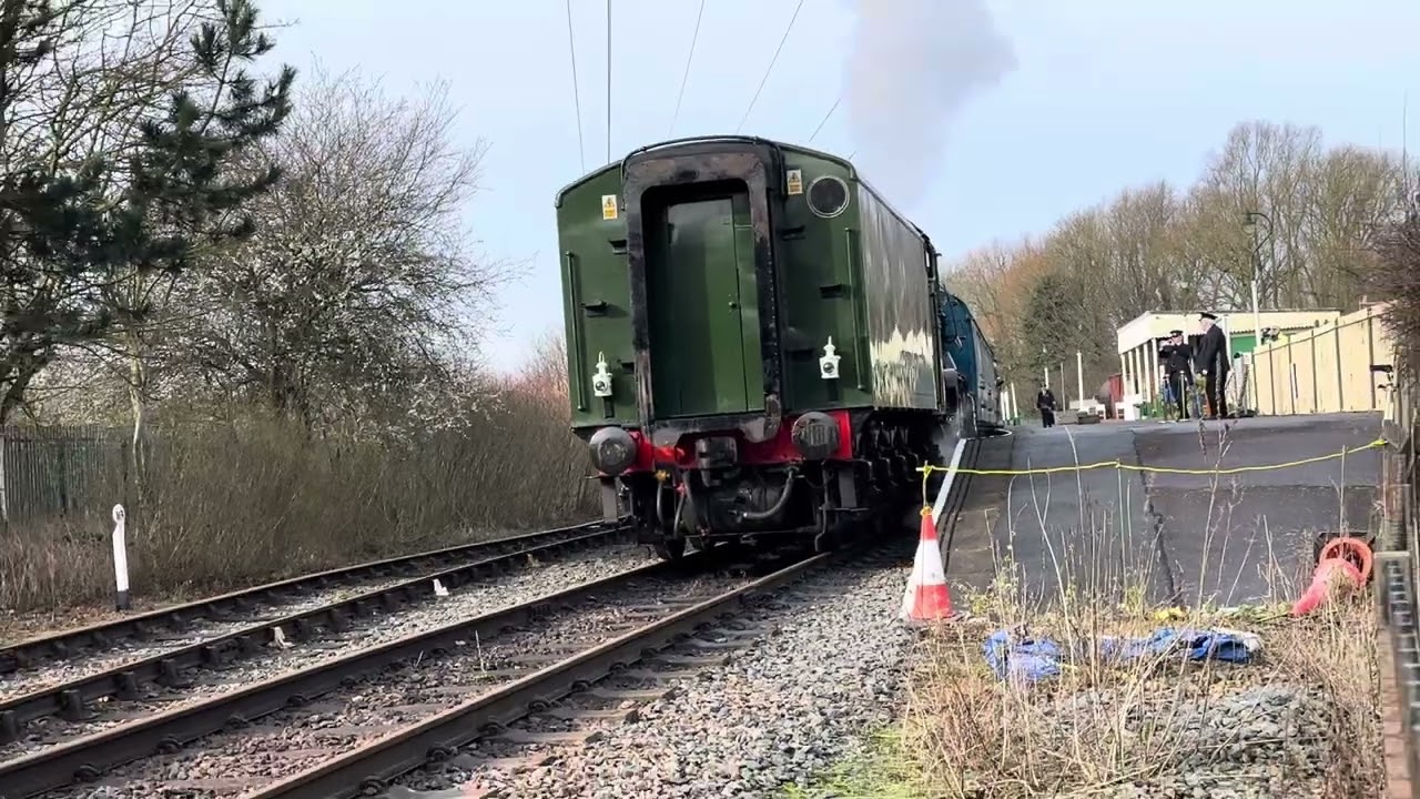 The Flying Scotsman arrives for its first trip at Nene Valley Railway Station, Peterborough.