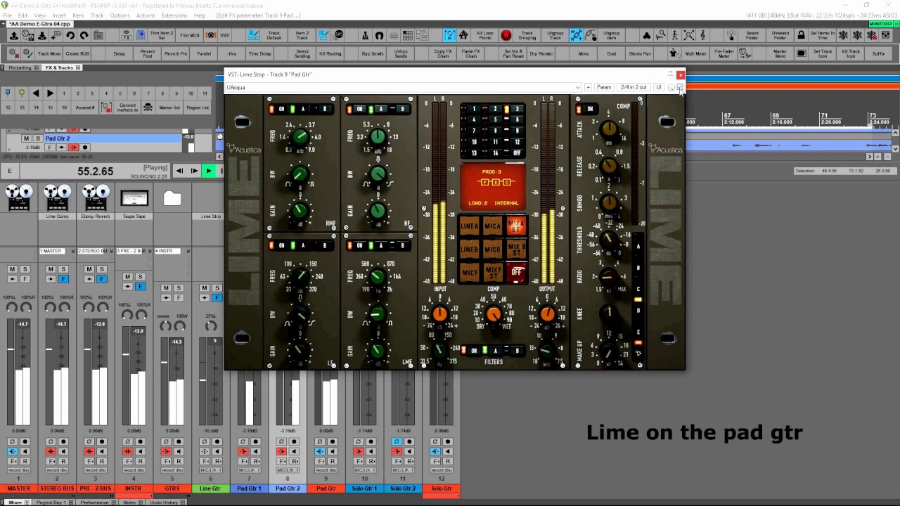 Acustica Audio Lime - Modern British Channel Strip Plugin Demo [Rock Fusion]
