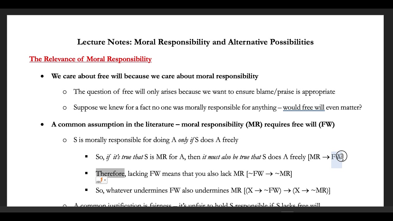 Moral Responsibility, Alternative Possibilities, and Frankfurt Cases