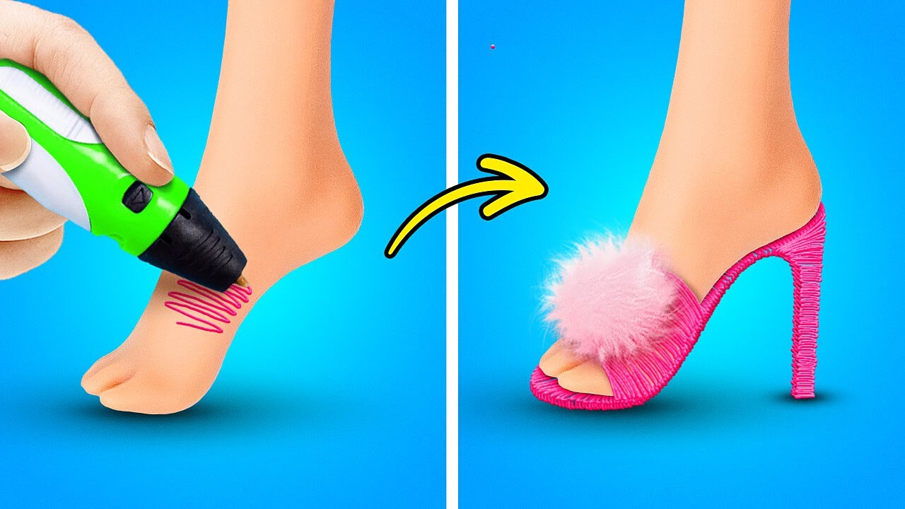 Barbie İçin 3D-Kalemle Harika El İşleri Ve Kendin Yap Ayakkabılar 😍 Bebekler İçin Mini El İşleri