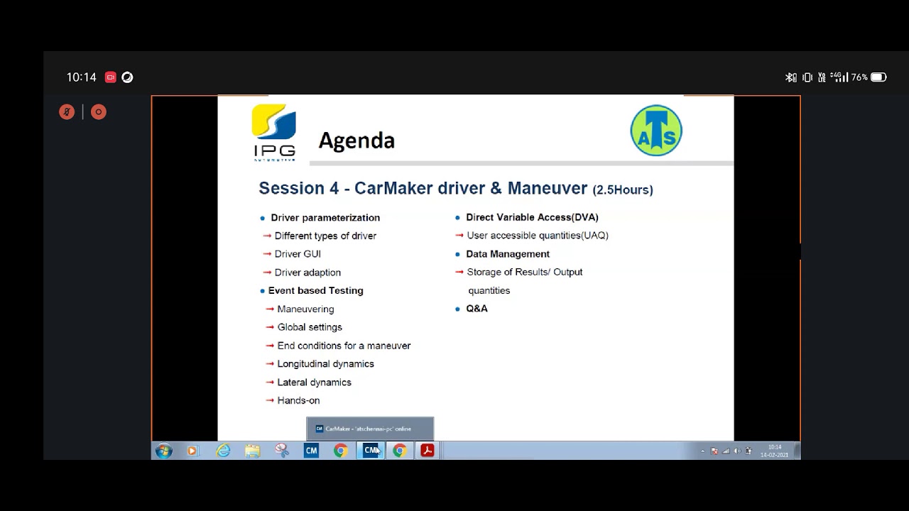 IPG Carmaker Training session by BAJA SAE INDIA | Day-4 |Part-1| Driver and Maneuver