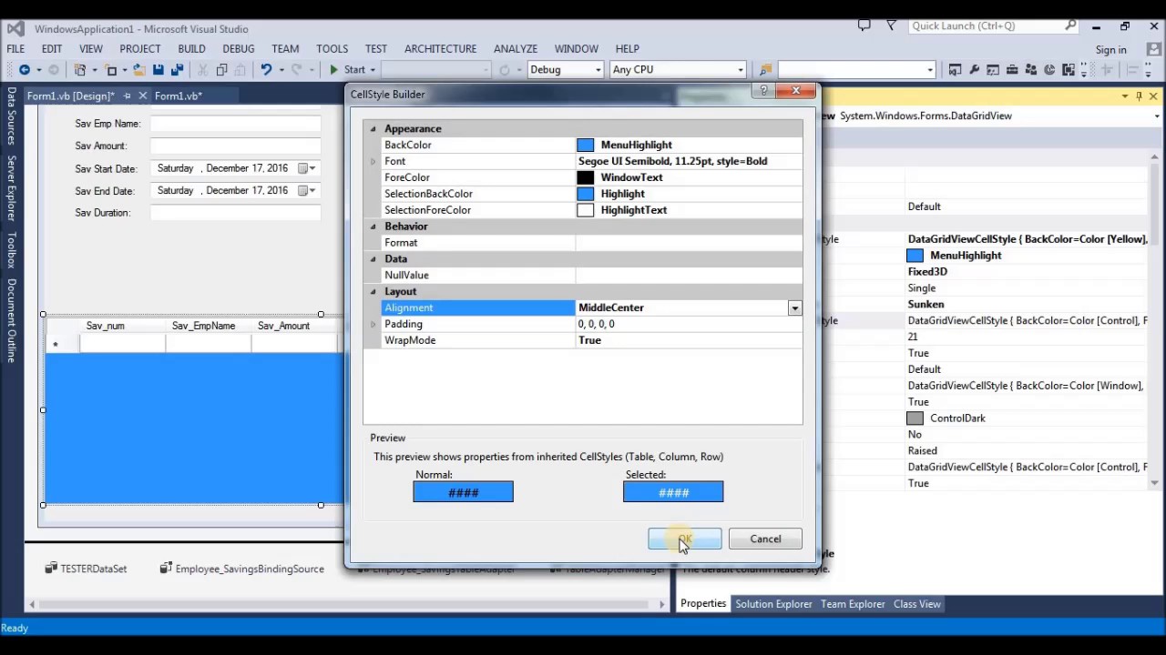 GRIDVIEW DESIGN -  Visual studio