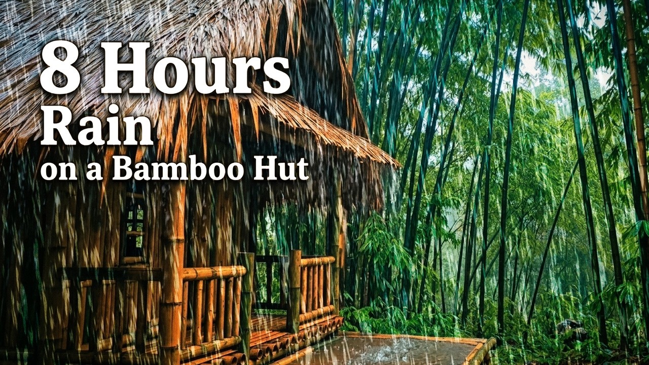 8 Hours Rain on a Bamboo Hut in the Forest 🌧️ Relaxing Rain Sounds for Sleep and Deep Relaxation