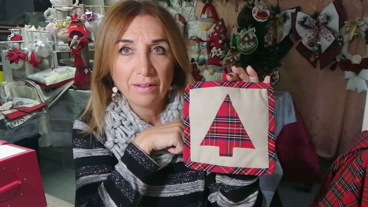 68🎀Presina natalizia col bordo in sbieco + cartamodello GRATIS