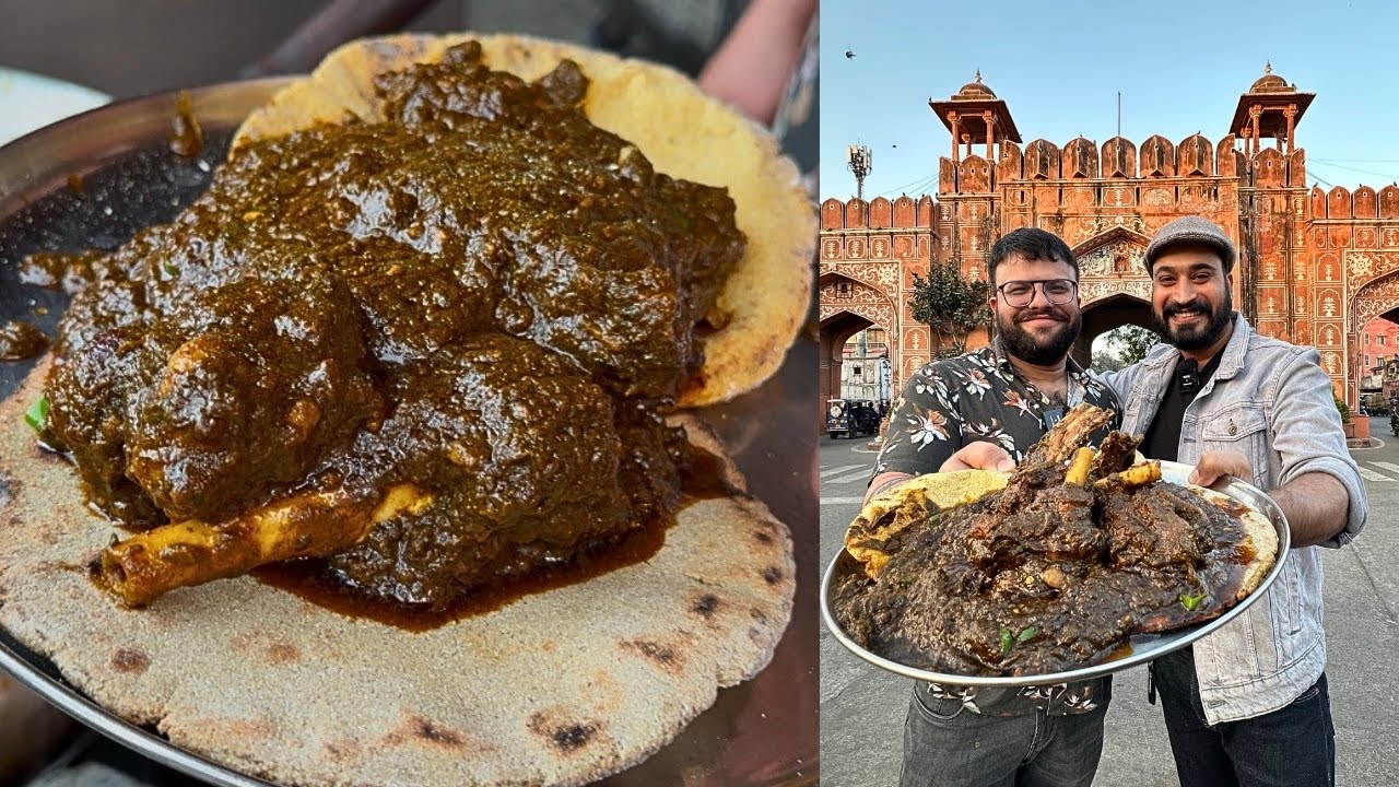 बड़ती ठंड में ये साग मटन खाए🔥और मज़े उड़ाये | Pink city dev hotel Dhaba Meat Saag mutton recipe