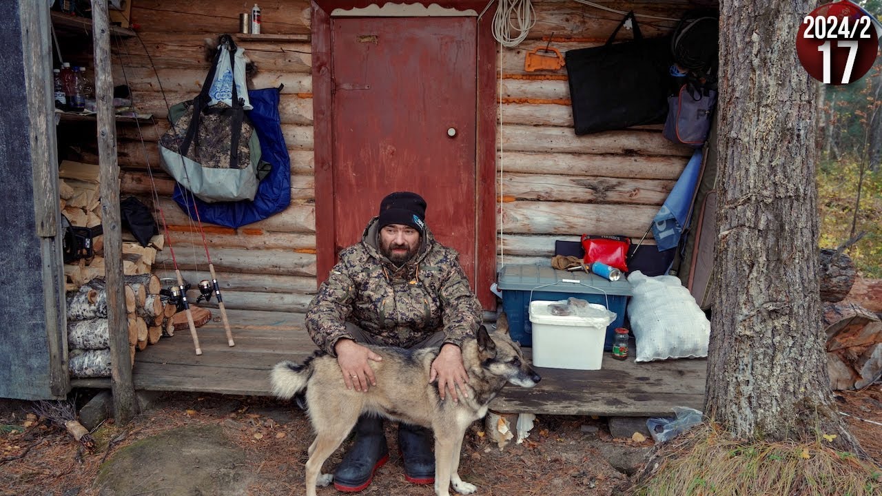 Как живут люди в тайге. Изба за 1000 км от людей. В горах выпал снег. Коптим рыбу. Сильные ветра 17с