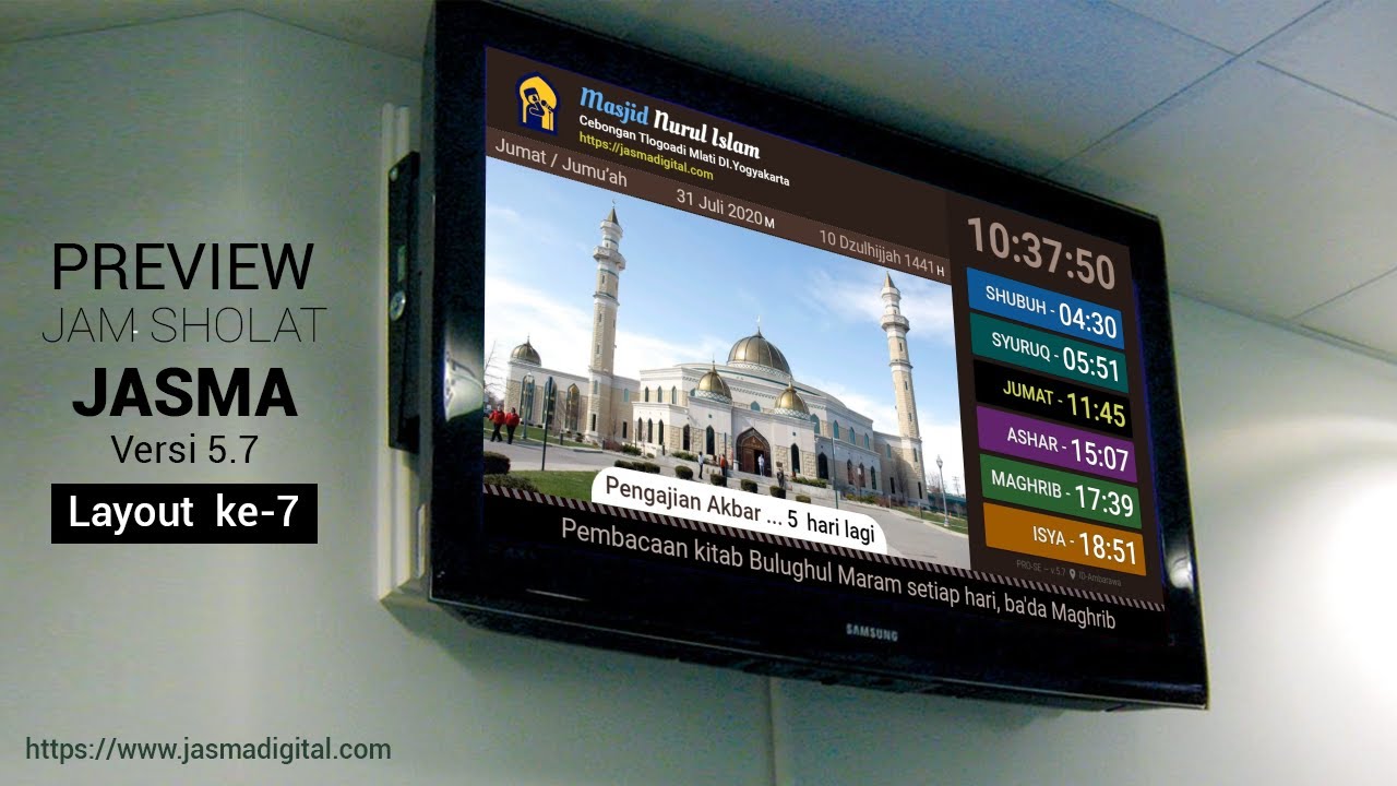 Jam Sholat Digital tampilan TV layout ke 7 - Jasma Digital