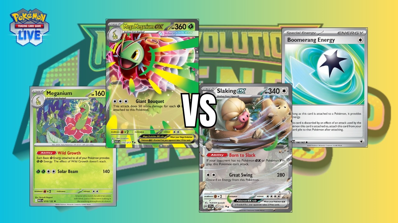 Mega Meganium ex VS. Slaking ex - Jan 2026 Ranked Battle (PTCGL: Mega Evolution - Ascended Heroes)