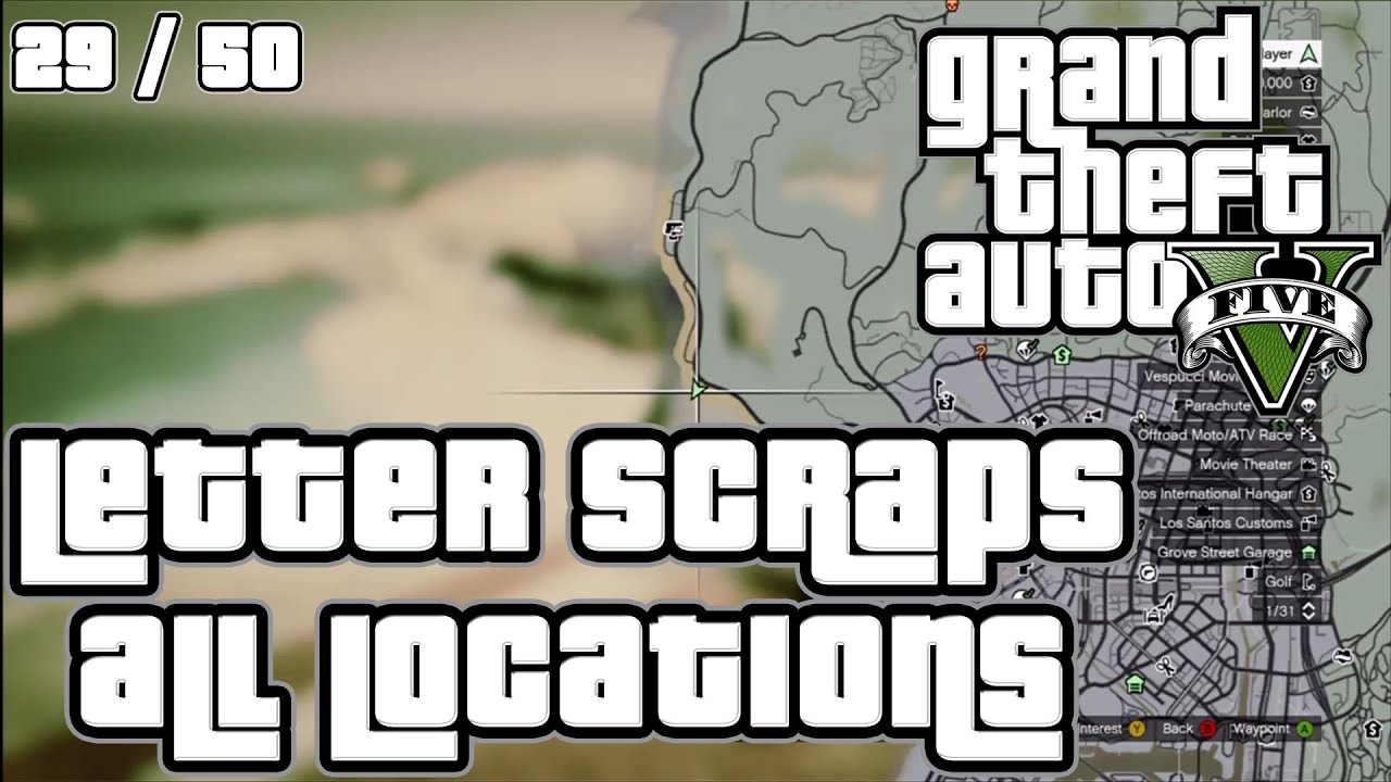 GTA V 5 ALL LETTER SCRAP LOCATIONS - 100% GRAND THEFT AUTO 5 ACHIEVEMENT GUIDE