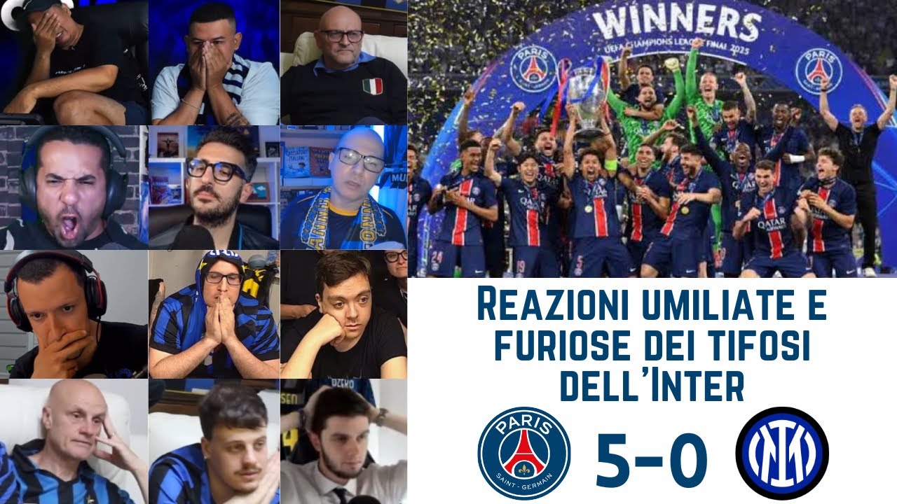 Tifosi Inter umiliati, distrutti, scioccati dopo il 5-0 del PSG in finale di Champions.
