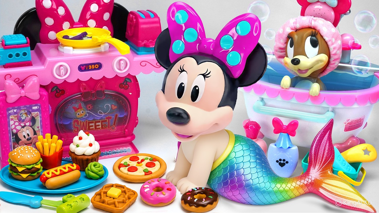 Minnie Mouse 2026🌈 Set Unboxing Rainbow Mermaid Bath & Surprise Pool Disney Toys ASMR