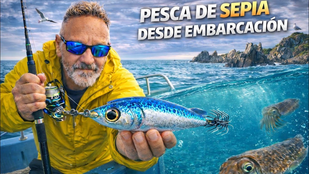 pesca de sepias desde embarcacion con muchas capturas