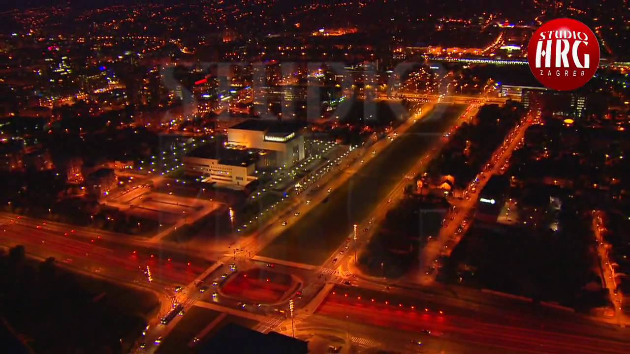 ZAGREB BY NIGHT - Aerial TV footage
