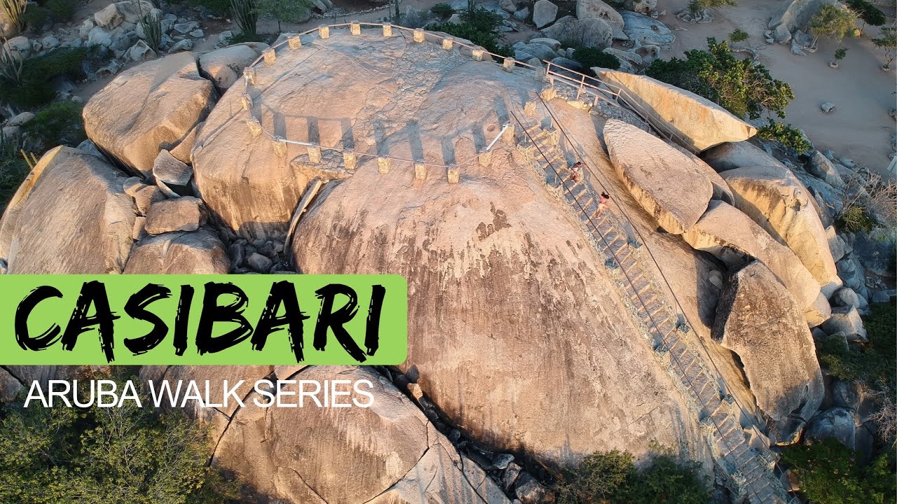 Walking at Casibari rock formation Aruba