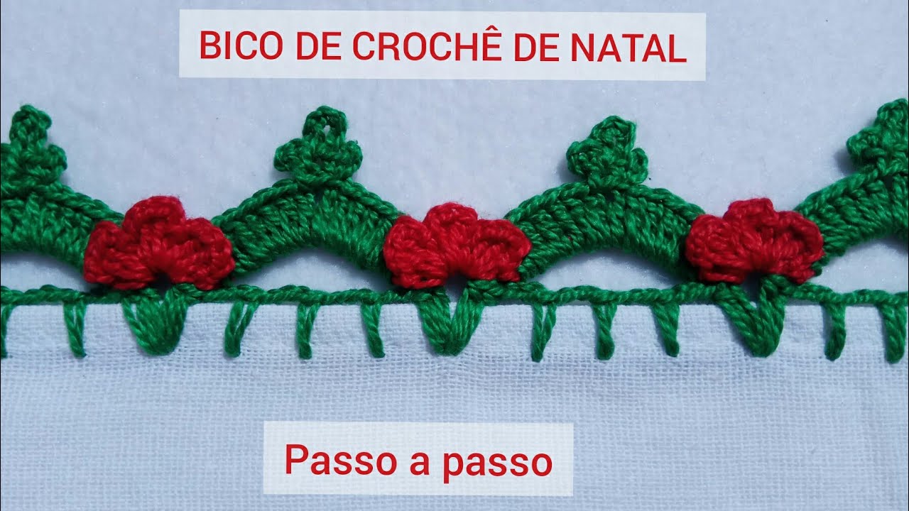 BARRADO BICO DE CROCHE EM PANO DE PRATO DE NATAL #14