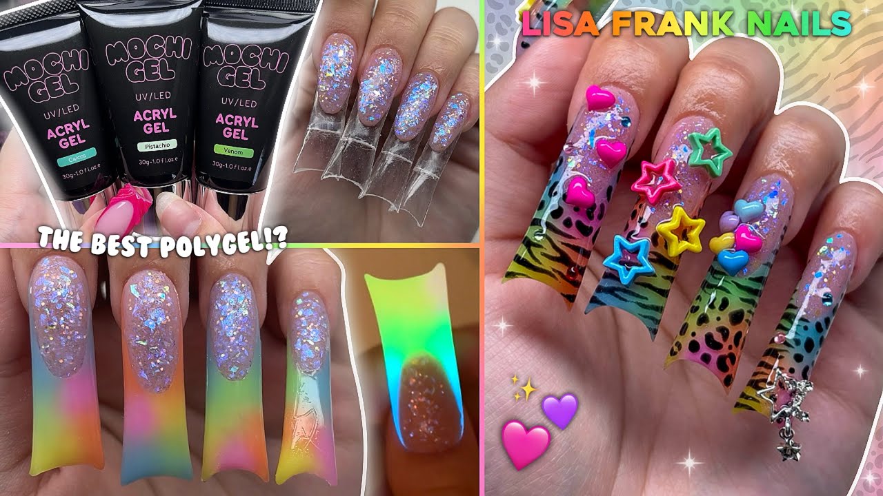 THE BEST POLYGEL EVER!? LISA FRANK POLYGEL NAILS & ANIMAL PRINT NAIL ART DESIGN | Nail Tutorial
