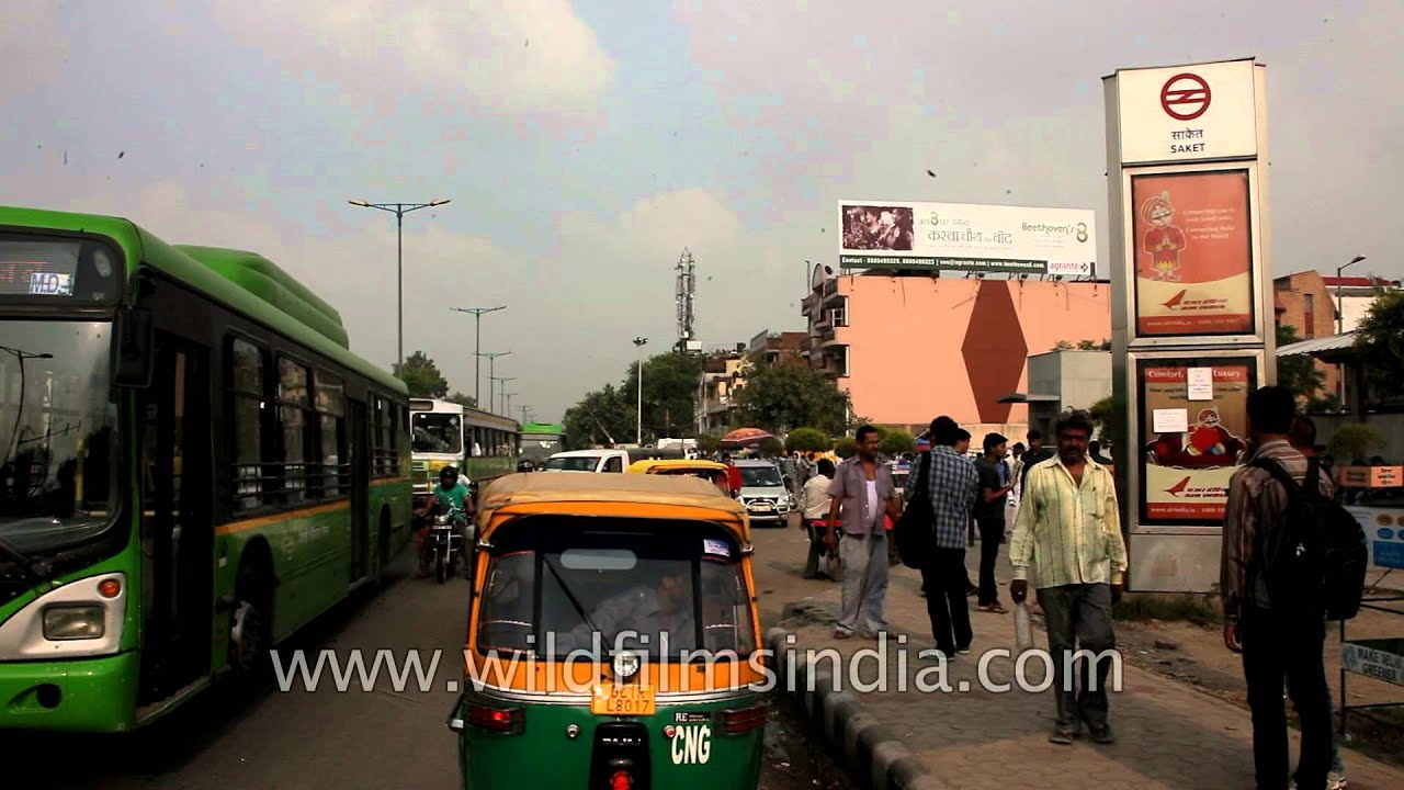 Traffic outside the Saket Metro Station