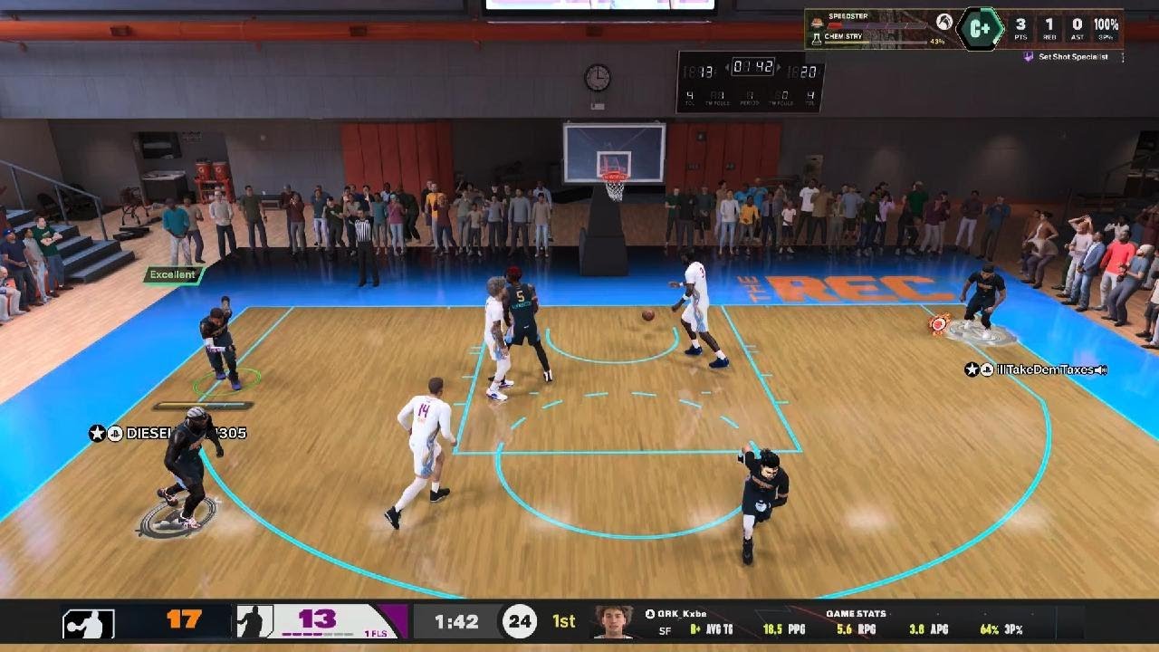 NBA 2K26. 6'11 C Tim Duncan Edge Enforcing Stretch Five Build. Solo Rec Gameplay Highlights.
