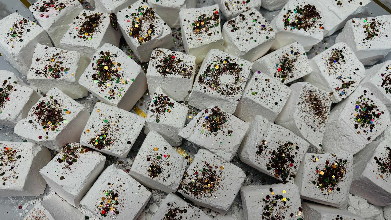 Shiny White Chalk Blocks | With Glitter Dust ASMR