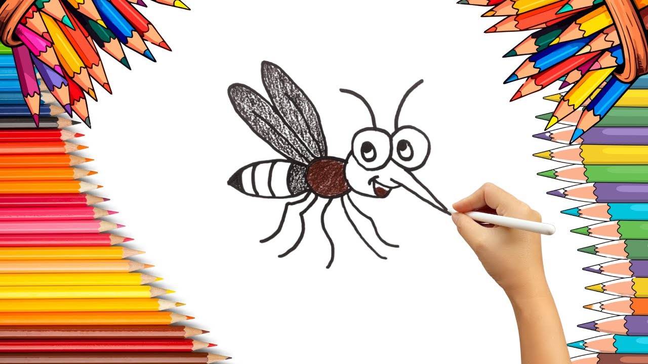 How To Draw cute Mosquito Drawing, Painting & Coloring For Kids and Toddlers_ Child Art 🐋🌈🎨