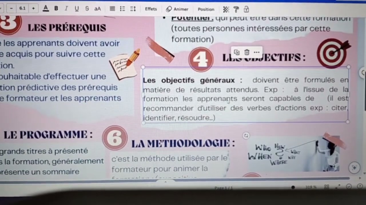La fiche de présentation par Mme Nabi S. pour notre 2e anniversaire.