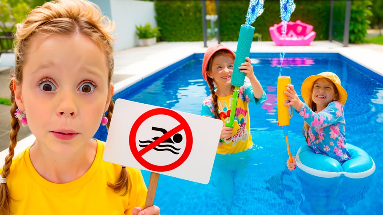 Nastya's dad shows kids the best pool safety guidelines - Educational video for kids