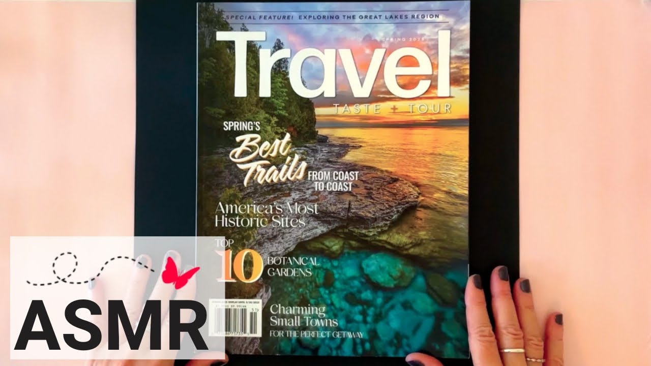 Colorful Travel Magazine, ASMR Page Turning Soft Spoken Hand Tracing Paper Rustling Travel Ideas