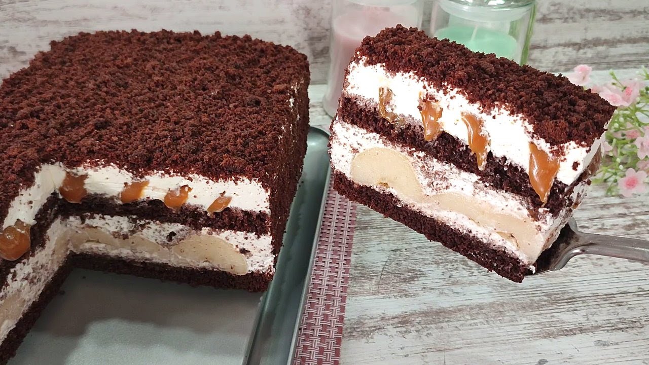 Нереально вкусный торт ГРУША-КАРАМЕЛЬ! Нежнейший! Очень Быстро и просто! Тает во рту! Без желатина!