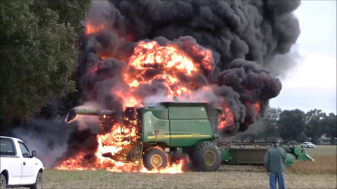 Пожар комбайна John Deere 9660 STS, сбор сои в SK FARMS, часть 2