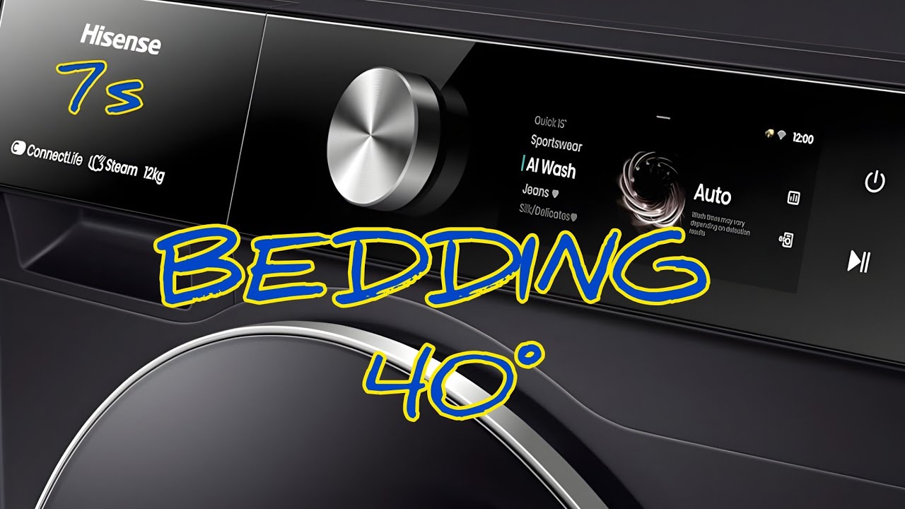 Bedding 40°. WITH OPTIONS UV sanitizer, 1400rpm. Hisense 7s WF7S1247BB Washing Machine. ASMR 