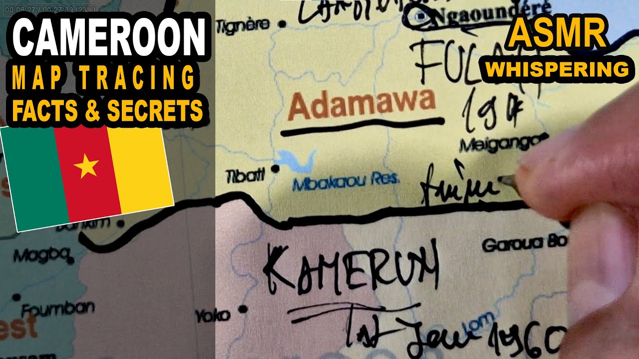 ASMR | Tracing CAMEROON map and regions with facts and secrets | soft spoken asmr relaxing video