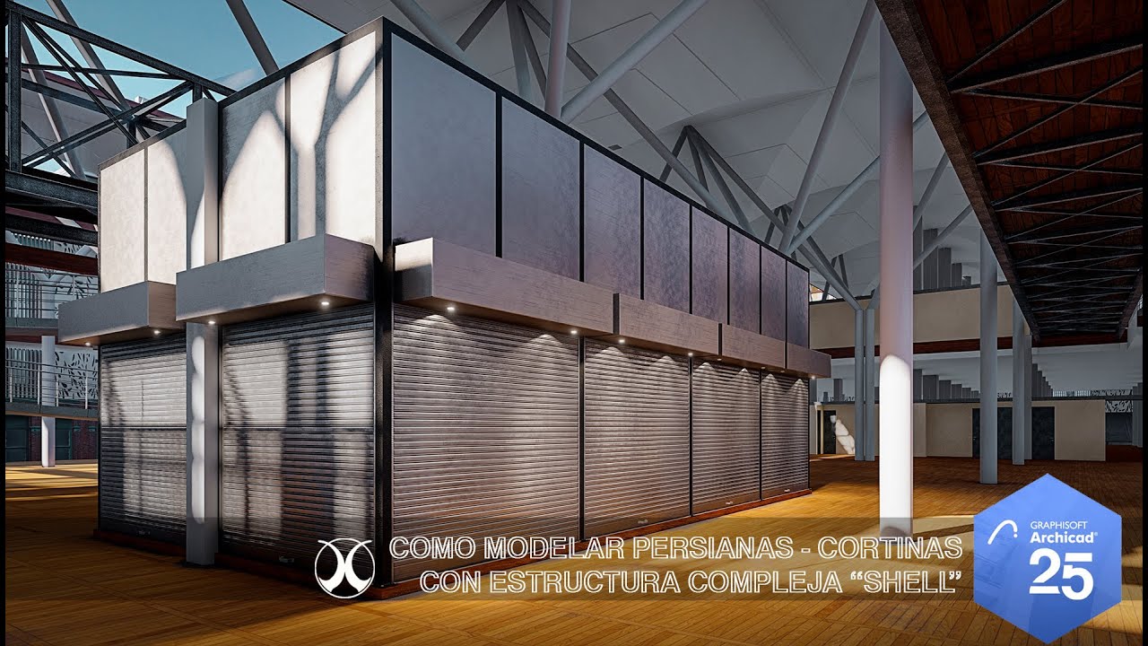 COMO MODELAR PERSIANAS - CORTINAS METALICAS, CON ESTRUCTURA COMPLEJA 