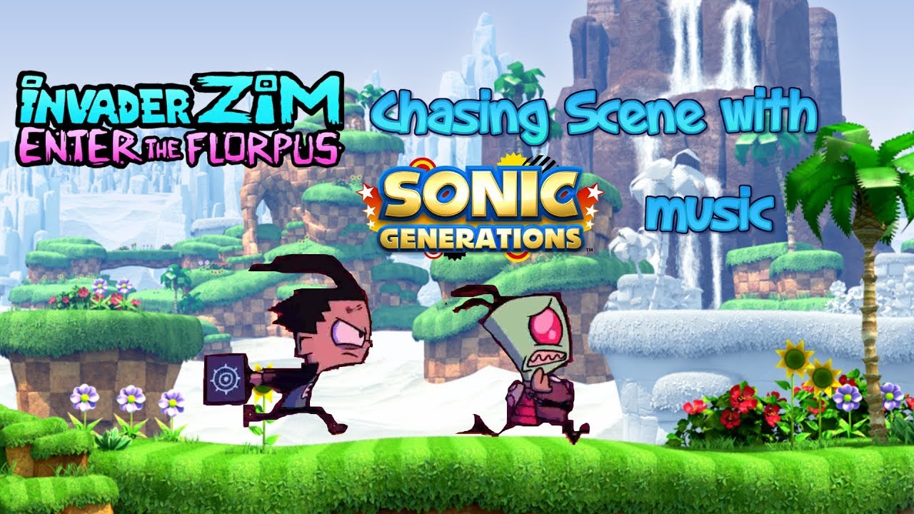 Invader Zim Enter the Florpus Chasing Scene with Sonic Generations Music