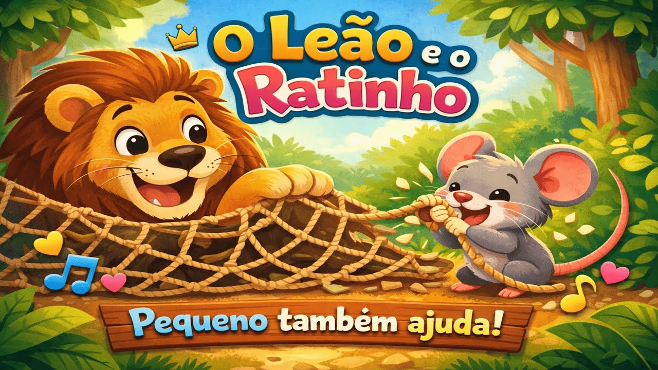 🦁🐭 O Leão e o Ratinho | Conto Cantado Infantil Chiclete 🎶