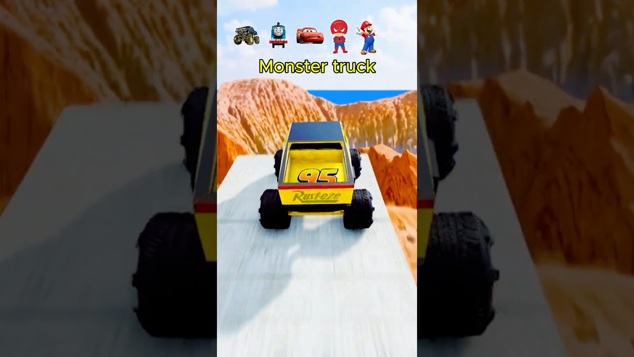 Mario & Spiderman & Monster Truck & McQueen & Thomas Train VS Jumping Fails in BeamNG.Drive