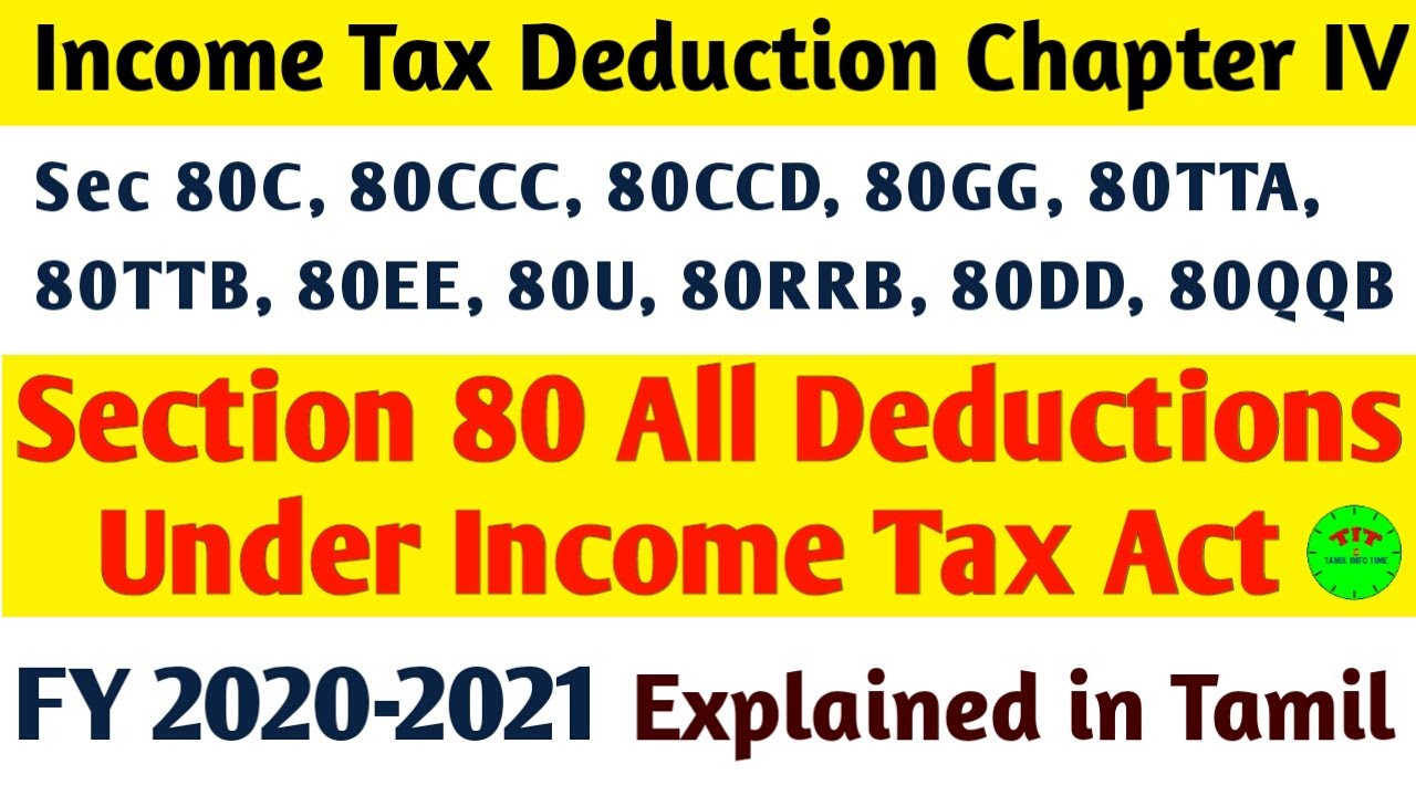 Income Tax Deductions Under sec 80C to 80U | Chapter IV Deduction IncomeTax | Tax Saving Tips 2021
