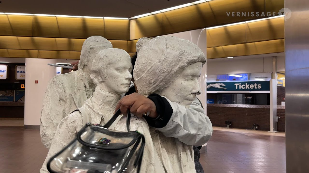 The Commuters. Sculpture by George Segal at the Port Authority Bus Terminal, New York