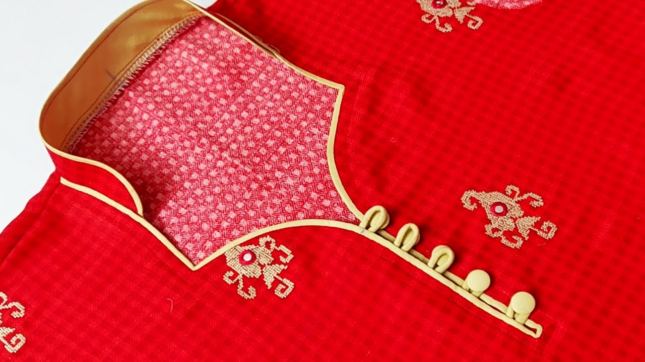 Very Stylish and Trendy High Neck  Design Cutting and Stitching with Loops and Buttons