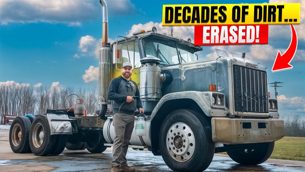 Deep Cleaning a 20 Year Old Abandoned GMC Semi Truck!