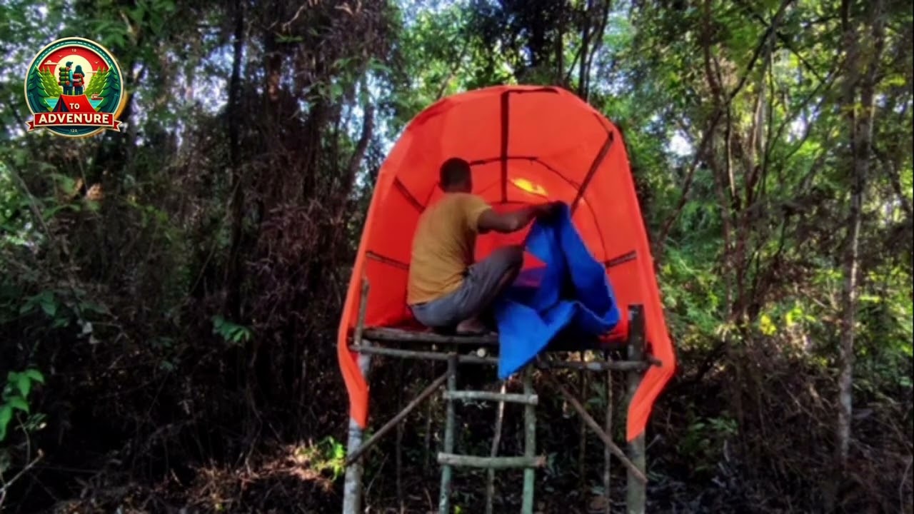 Solo camping hujan deras.. Tidur pulas di shelter keranda.