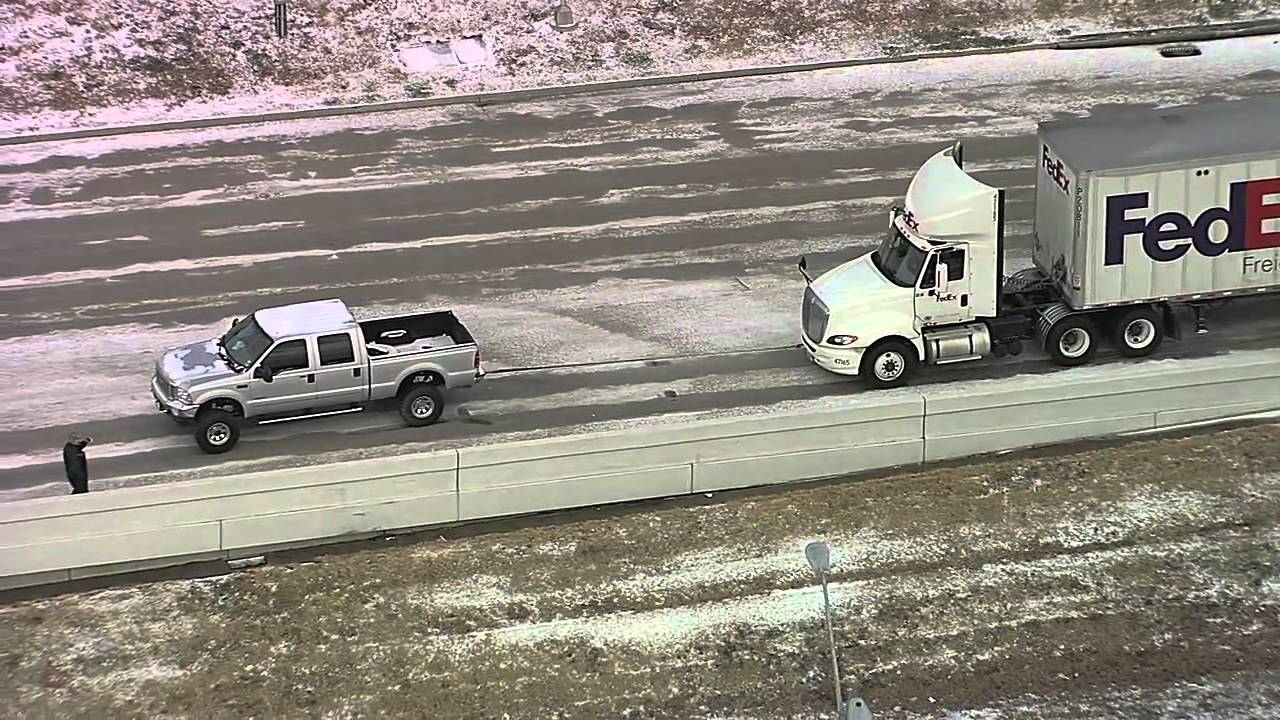 Ford Pickup Rescues Stuck Semi