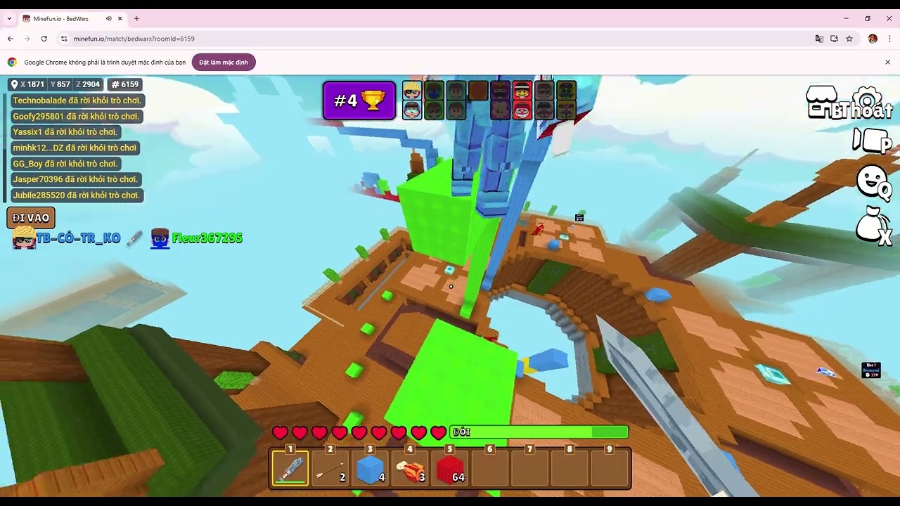 MineFun io chơi bedwar cùng em trai