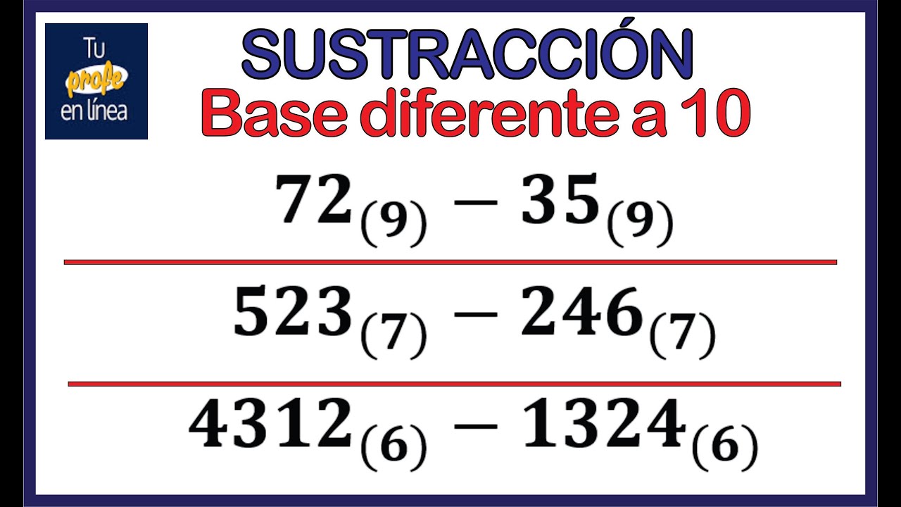 SUSTRACCIÓN 02: Resta en Base Diferente a 10