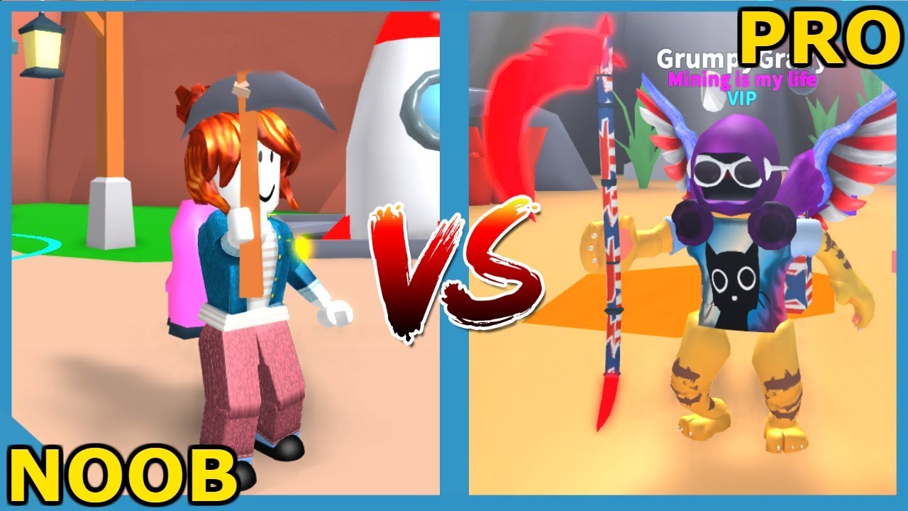 NOOB VS PRO IN ROBLOX MINING SIMULATOR