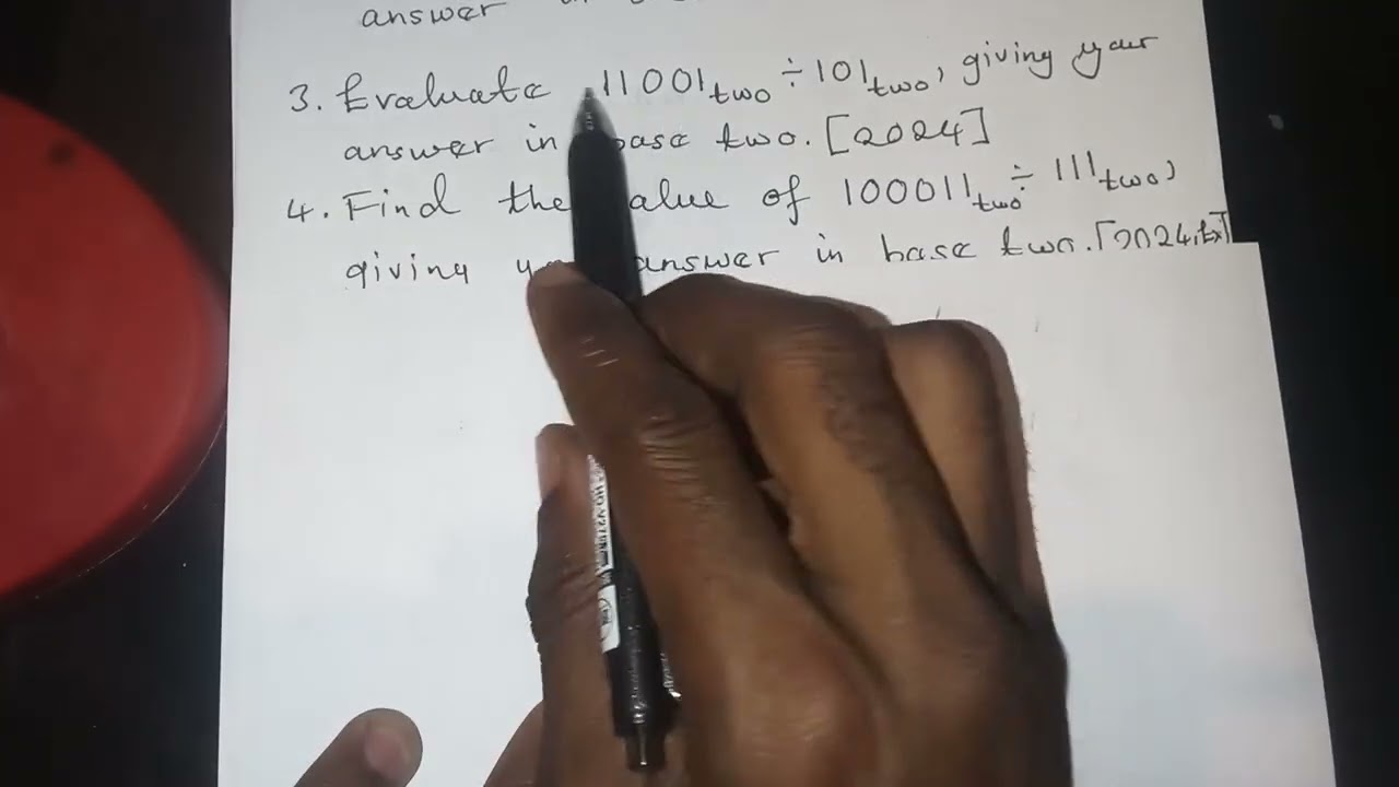 G9 Division of Numbers in Base 2 (By Long Division)