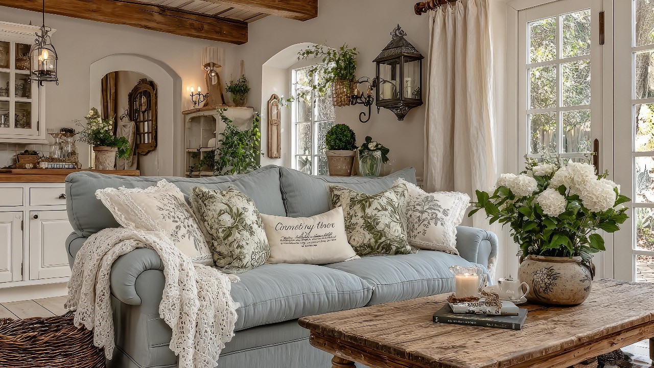 Romantic Blue Cottage Tour | Vintage Shabby Chic with Timeless Grandma’s Charm
