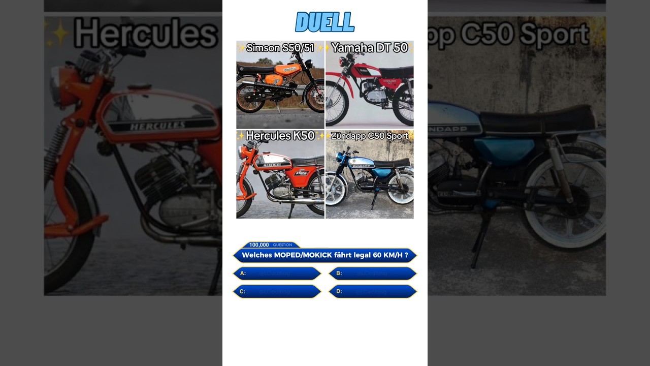 Welches MOPED/MOKICK darf legal 60 KM/H fahren? 🤨🤔 #moped #mofa #mokick #z&uuml;ndapp #simson #yamaha