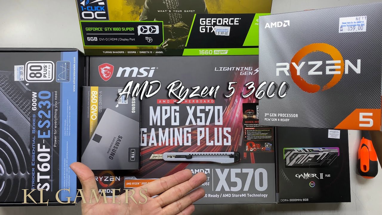 AMD Ryzen 5 3600 msi mpg X570 GAMING PLUS SAMSUNG 860 QVO GTX 1660 SUPER Gaming PC Build