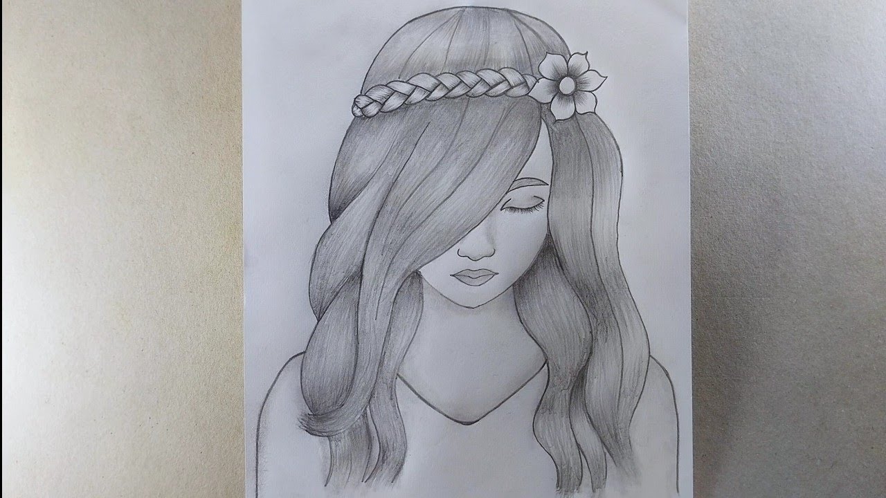 How to draw a girl and beautiful hair pencil sketch/drawing tutorial for beginners 